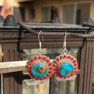 Jewelry - Turquoise Blue Copper Sterling Silver Earrings Jewelry - Turquoise Blue Copper Sterling Silver Earrings